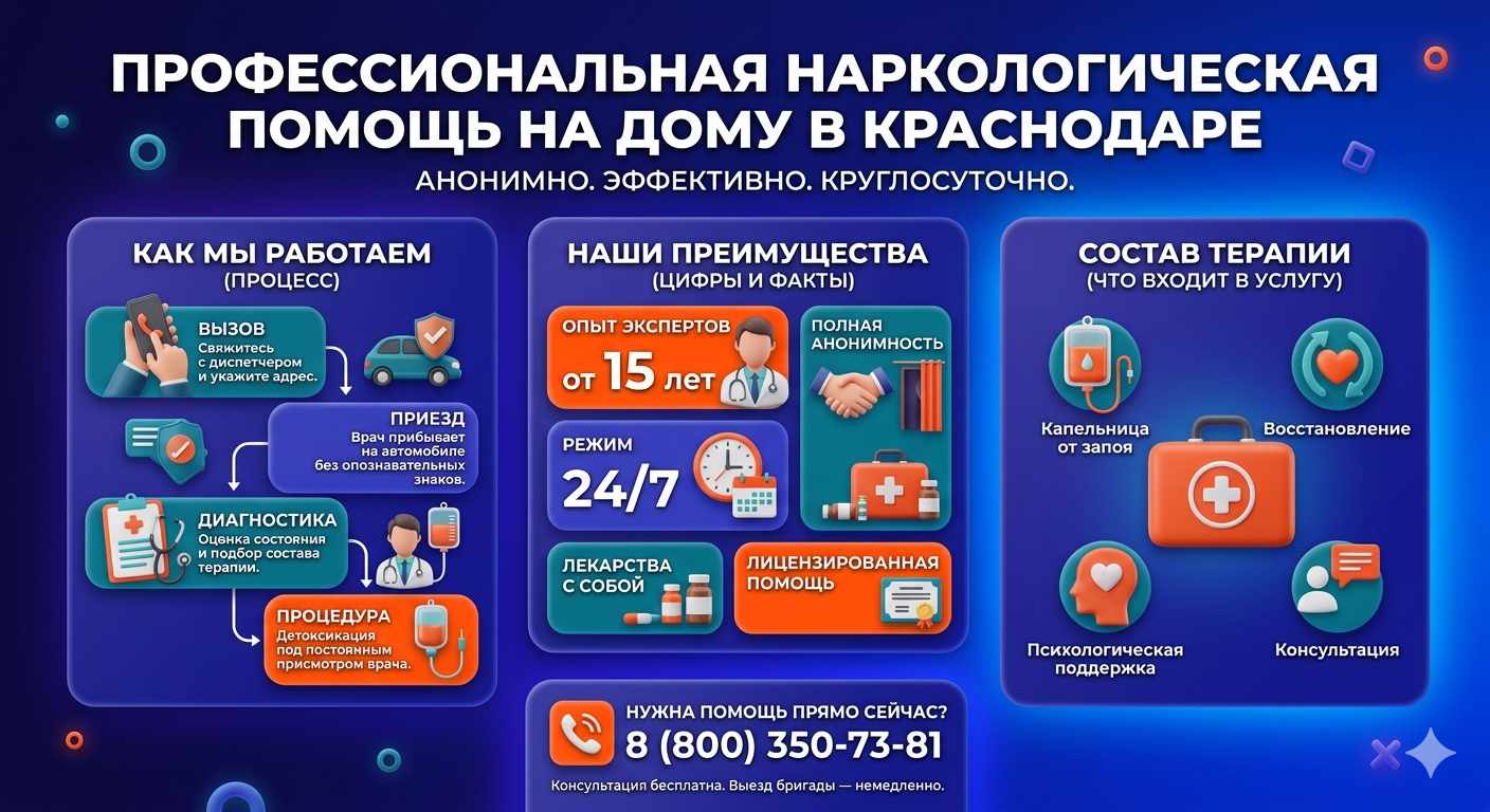 Инфографика о принципах лечения алкоголизма на дому в Перми: этапы вызова нарколога, преимущества анонимной детоксикации и состав медицинской помощи.